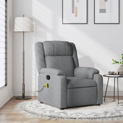 Fotoliu de masaj rabatabil, gri deschis, textil GartenMobel Dekor