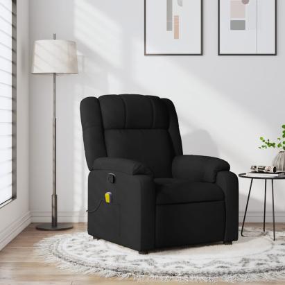 Fotoliu de masaj rabatabil, negru, material textil GartenMobel Dekor