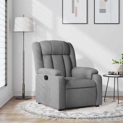 Fotoliu rabatabil, gri deschis, material textil GartenMobel Dekor