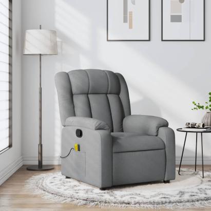 Fotoliu de masaj rabatabil, gri deschis, textil GartenMobel Dekor