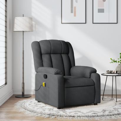 Fotoliu de masaj rabatabil, gri închis, material textil GartenMobel Dekor