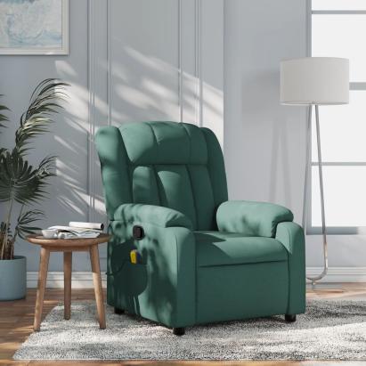 Fotoliu de masaj rabatabil, verde închis, material textil GartenMobel Dekor