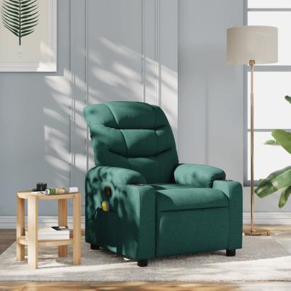 Fotoliu de masaj rabatabil, verde închis, material textil GartenMobel Dekor