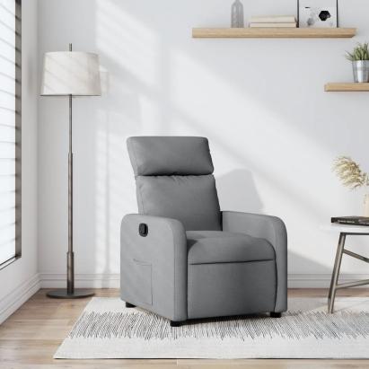 Fotoliu rabatabil, gri deschis, material textil GartenMobel Dekor