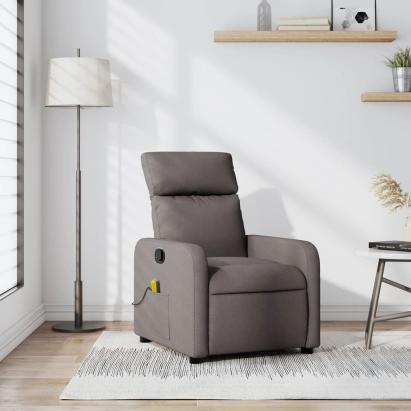 Fotoliu de masaj rabatabil, gri taupe, material textil GartenMobel Dekor