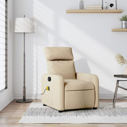 Fotoliu rabatabil de masaj, crem, material textil GartenMobel Dekor