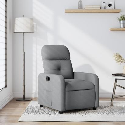 Fotoliu rabatabil, gri deschis, material textil GartenMobel Dekor