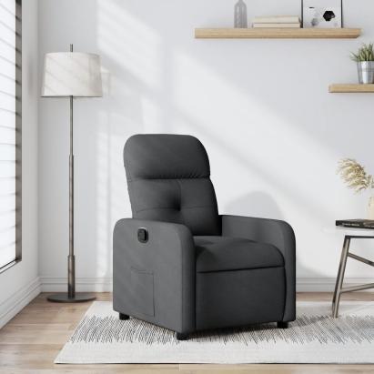 Fotoliu rabatabil, gri închis, material textil GartenMobel Dekor