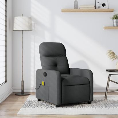 Fotoliu de masaj rabatabil, gri închis, material textil GartenMobel Dekor