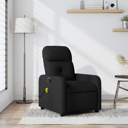 Fotoliu de masaj rabatabil, negru, material textil GartenMobel Dekor