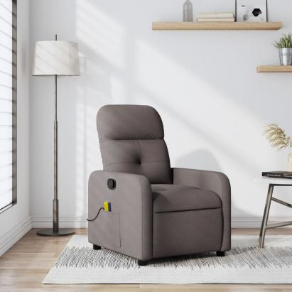 Fotoliu de masaj rabatabil, gri taupe, material textil GartenMobel Dekor