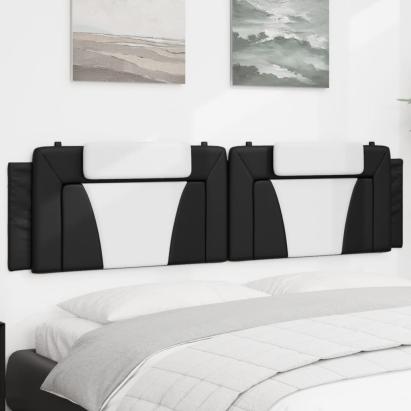 Pernă pentru tăblie pat, negru și alb, 200cm, piele artificială GartenMobel Dekor