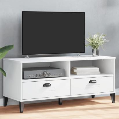 Dulap TV „VIKEN”, alb, lemn masiv de pin GartenMobel Dekor