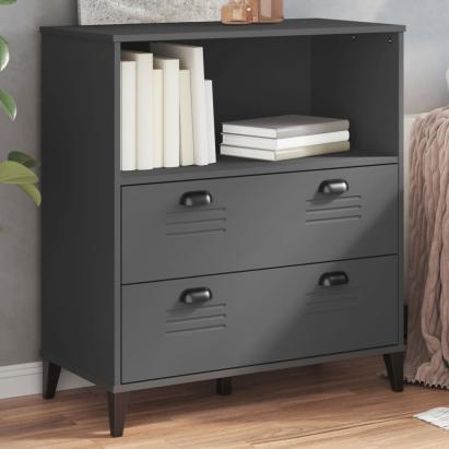 Bibliotecă „VIKEN”, gri antracit, 80x40x80 cm, lemn masiv pin GartenMobel Dekor