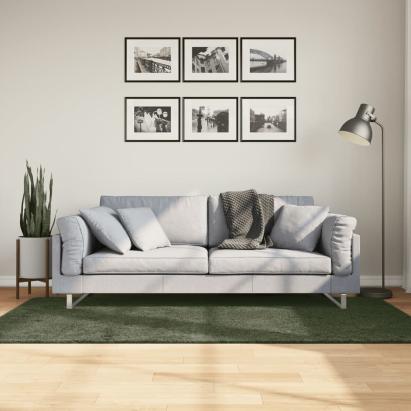 Covor HUARTE, fir scurt moale și lavabil verde pădure 100x200cm GartenMobel Dekor