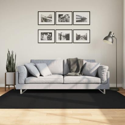 Covor HUARTE, fir scurt, moale și lavabil, negru, 140x200 cm GartenMobel Dekor