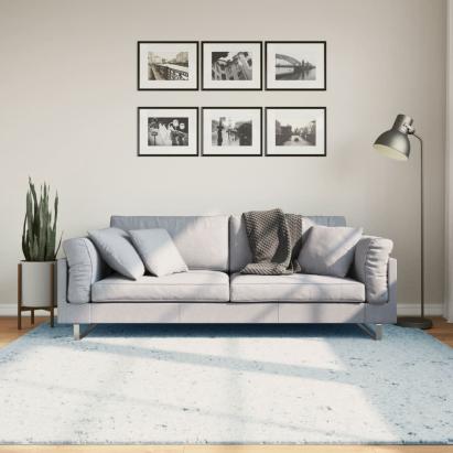 Covor HUARTE, fir scurt, moale și lavabil, albastru, 200x200 cm GartenMobel Dekor