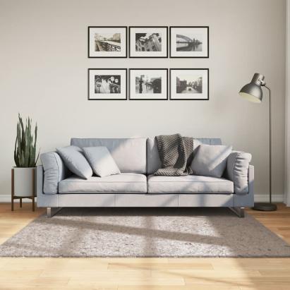 Covor pufos "PAMPLONA" cu fire înalte, bej modern, 160x160 cm GartenMobel Dekor