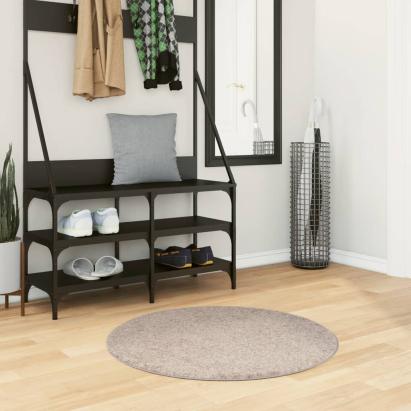 Covor pufos "PAMPLONA" cu fire înalte, bej modern, Ø 80 cm GartenMobel Dekor
