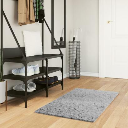Covor pufos "PAMPLONA" cu fire înalte, gri modern, 60x110 cm GartenMobel Dekor