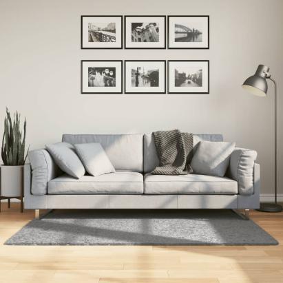 Covor pufos "PAMPLONA" cu fire înalte, gri modern, 80x150 cm GartenMobel Dekor