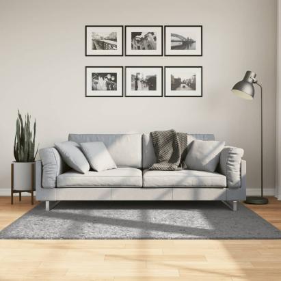 Covor pufos "PAMPLONA" cu fire înalte, gri modern, 120x170 cm GartenMobel Dekor