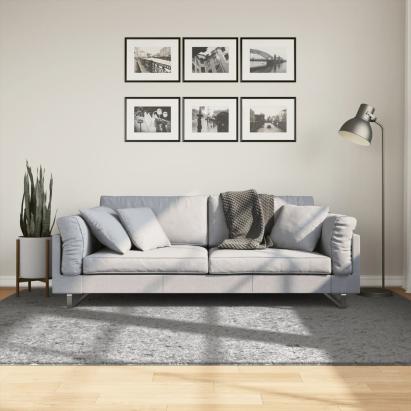 Covor pufos "PAMPLONA" cu fire înalte, gri modern, 160x230 cm GartenMobel Dekor