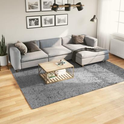 Covor pufos "PAMPLONA" cu fire înalte, gri modern, 200x280 cm GartenMobel Dekor