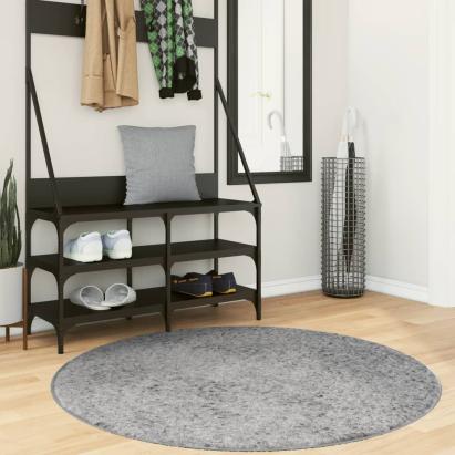 Covor pufos "PAMPLONA" cu fire înalte, gri modern, Ø 120 cm GartenMobel Dekor