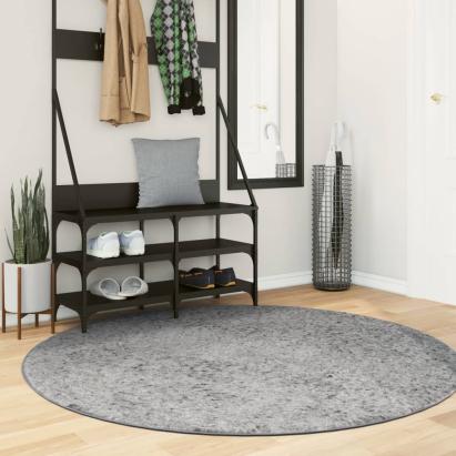 Covor pufos "PAMPLONA" cu fire înalte, gri modern, Ø 160 cm GartenMobel Dekor