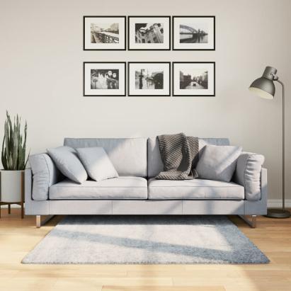 Covor pufos cu fire înalte, albastru modern, 120x120 cm GartenMobel Dekor