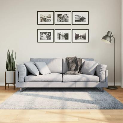 Covor pufos cu fire înalte, albastru modern, 160x160 cm GartenMobel Dekor