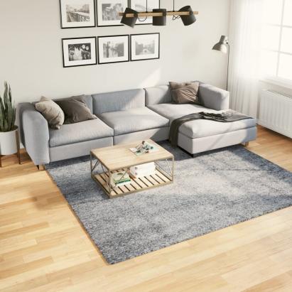 Covor pufos cu fire înalte, albastru modern, 240x240 cm GartenMobel Dekor