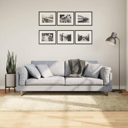 Covor pufos cu fire înalte, auriu modern, 140x200 cm GartenMobel Dekor