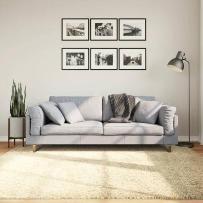 Covor pufos cu fire înalte, auriu modern, 200x200 cm GartenMobel Dekor