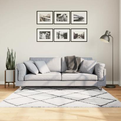Covor pufos cu fire înalte, crem și negru modern, 160x160 cm GartenMobel Dekor