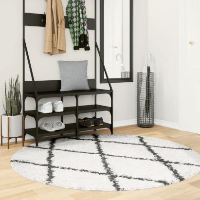 Covor pufos modern, fir lung, crem și negru, Ø 160 cm GartenMobel Dekor
