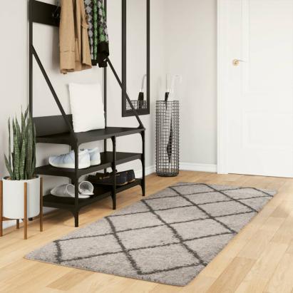 Covor pufos cu fire înalte, bej și antracit modern, 80x200 cm GartenMobel Dekor
