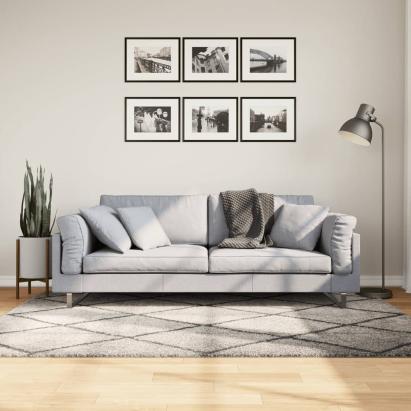 Covor pufos cu fire înalte, bej și antracit modern, 140x200 cm GartenMobel Dekor