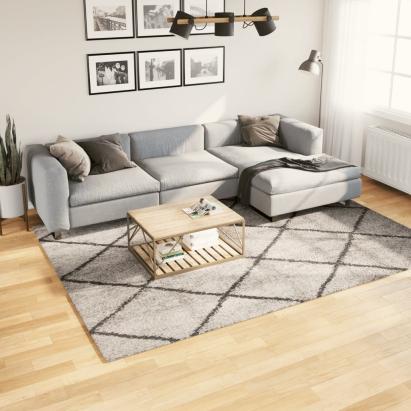 Covor pufos "PAMPLONA" cu fire înalte, bej/antracit, 200x280 cm GartenMobel Dekor
