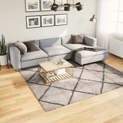 Covor pufos "PAMPLONA" cu fire înalte, bej/antracit, 240x240 cm GartenMobel Dekor