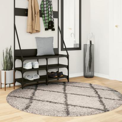 Covor pufos cu fire înalte, bej și antracit modern, Ø 160 cm GartenMobel Dekor