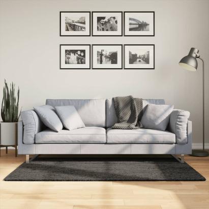 Covor ISTAN, cu fire înalte, aspect lucios, antracit, 80x150 cm GartenMobel Dekor