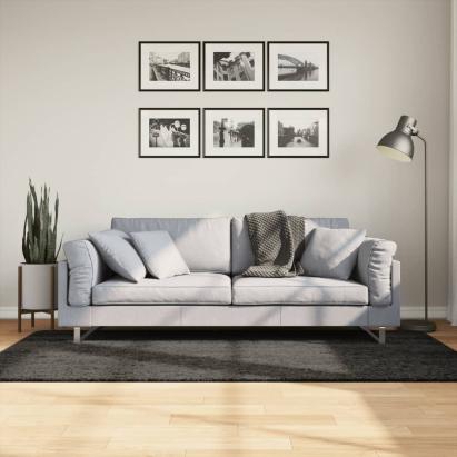 Covor ISTAN, cu fire înalte, aspect lucios, antracit, 100x200cm GartenMobel Dekor