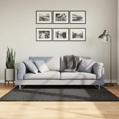 Covor ISTAN, cu fire înalte, aspect lucios, antracit, 120x170cm GartenMobel Dekor