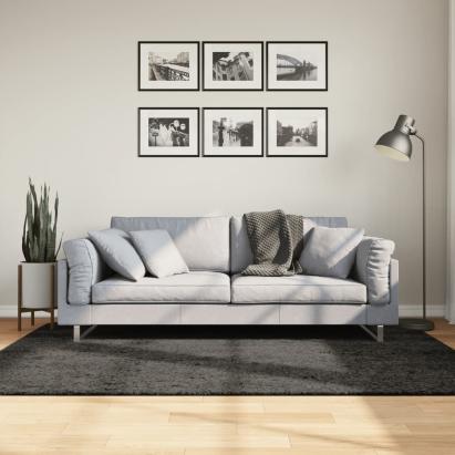 Covor ISTAN, cu fire înalte, aspect lucios, antracit, 140x200cm GartenMobel Dekor