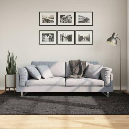 Covor ISTAN, cu fire înalte, aspect lucios, antracit, 160x230cm GartenMobel Dekor