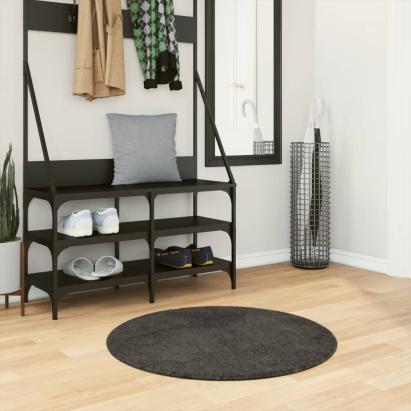 Covor ISTAN, cu fire înalte, aspect lucios, antracit, Ø 80 cm GartenMobel Dekor