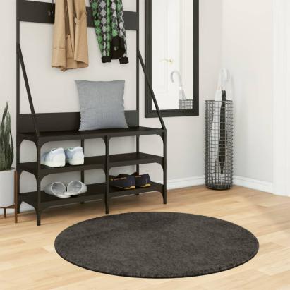 Covor ISTAN, cu fire înalte, aspect lucios, antracit, Ø 100 cm GartenMobel Dekor