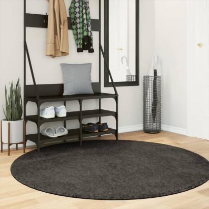 Covor ISTAN, cu fire înalte, aspect lucios, antracit, Ø 160 cm GartenMobel Dekor